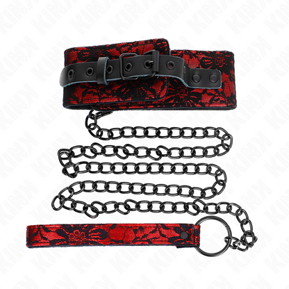 KINK - LACE NECKLACE WITH GENUINE LEATHER BELT 105 CM / 44 X 5.5 CM