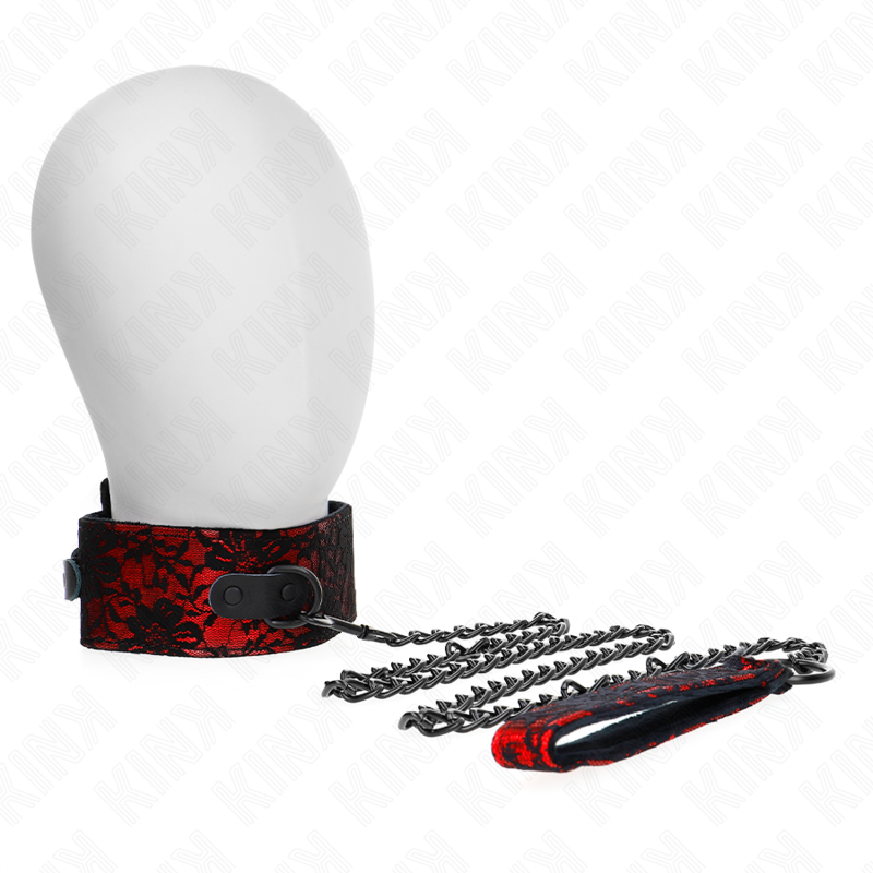 KINK - LACE NECKLACE WITH GENUINE LEATHER BELT 105 CM / 44 X 5.5 CM