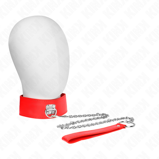 KINK - NECKLACE WITH BELT 65 CM WITH WIDE RED STRAP ADJUSTABLE 33.5-41 CM X 5 CM - 1