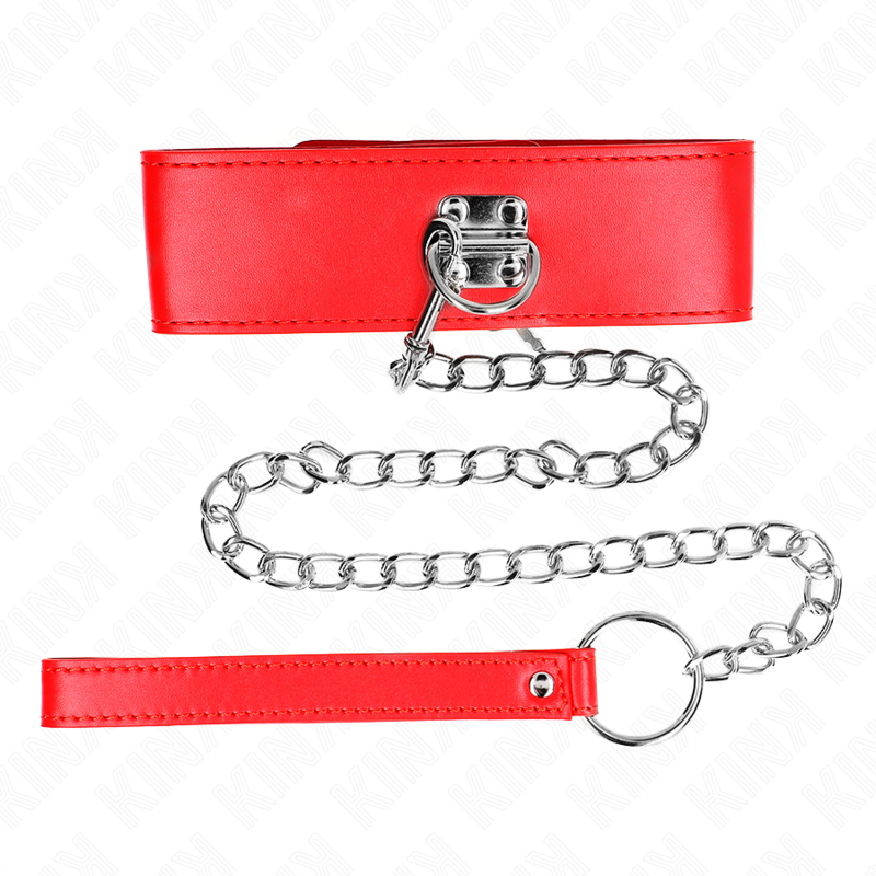 KINK - NECKLACE WITH BELT 65 CM WITH WIDE RED STRAP ADJUSTABLE 33.5-41 CM X 5 CM - 5