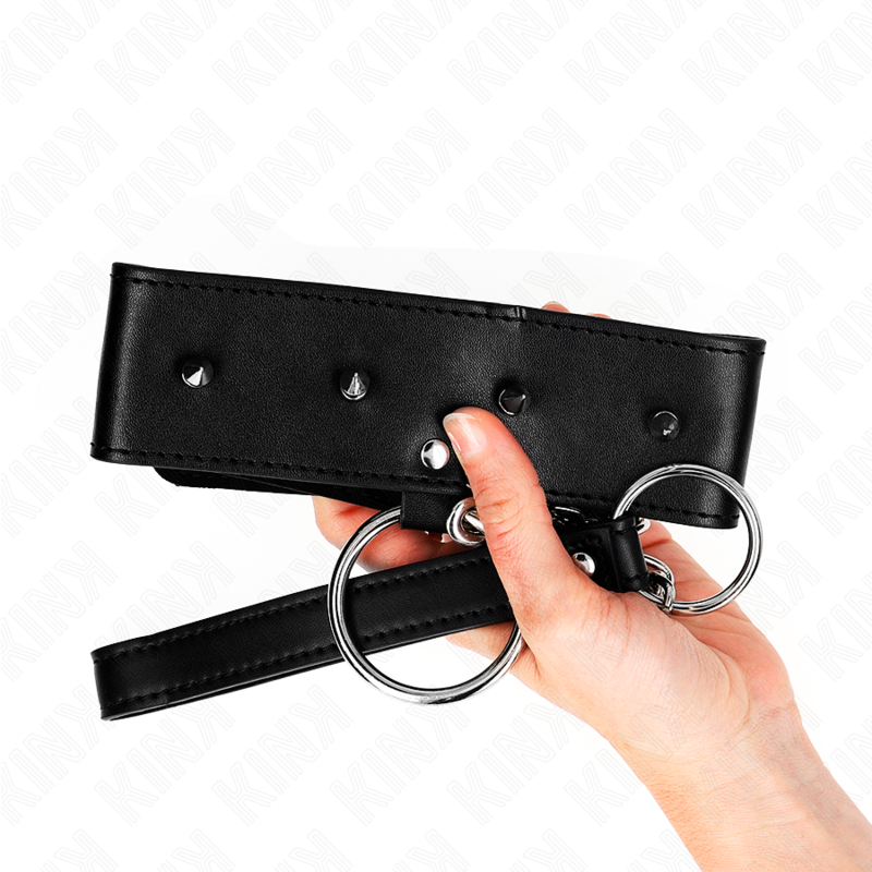 KINK - NECKLACE 65 CM WITH LEASH WITH SILVER STUDS MODEL 2 ADJUSTABLE 36-43 CM X 5 CM - 5