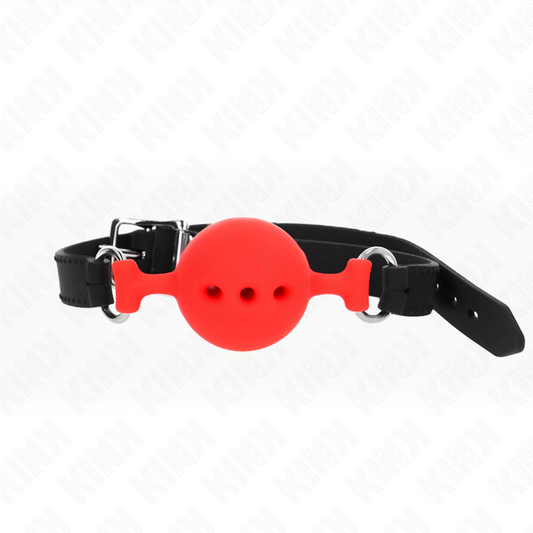 KINK - FULL SILICONE GAG 55 x 2 CM WITH 4.5 CM BALL SIZE M RED ADJUSTABLE 35-51 CM - 1