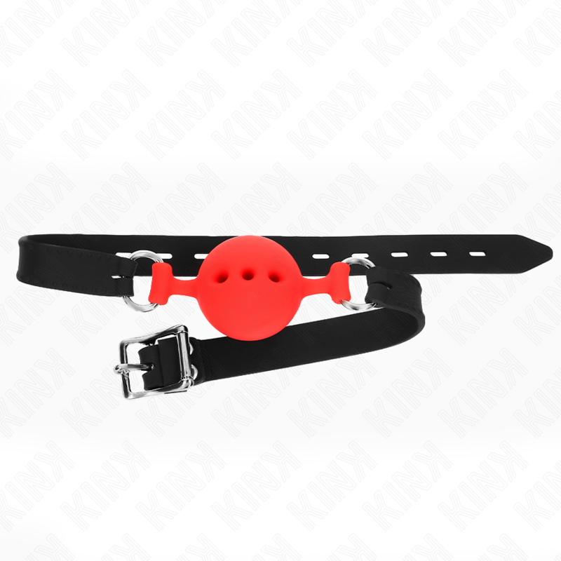 KINK - FULL SILICONE GAG 55 x 2 CM WITH 4.5 CM BALL SIZE M RED ADJUSTABLE 35-51 CM - 3