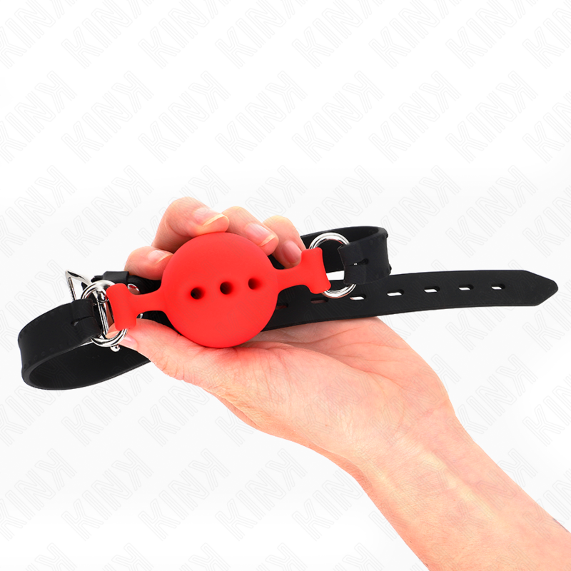 KINK - FULL SILICONE GAG 55 x 2 CM WITH 4.5 CM BALL SIZE M RED ADJUSTABLE 35-51 CM - 2