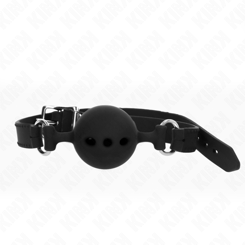 KINK - FULL SILICONE GAG 55 x 2 CM WITH 5 CM BALL SIZE L BLACK ADJUSTABLE 35-51 CM - 1