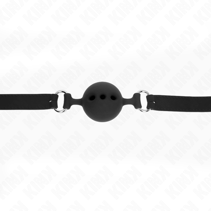 KINK - FULL SILICONE GAG 55 x 2 CM WITH 5 CM BALL SIZE L BLACK ADJUSTABLE 35-51 CM - 4