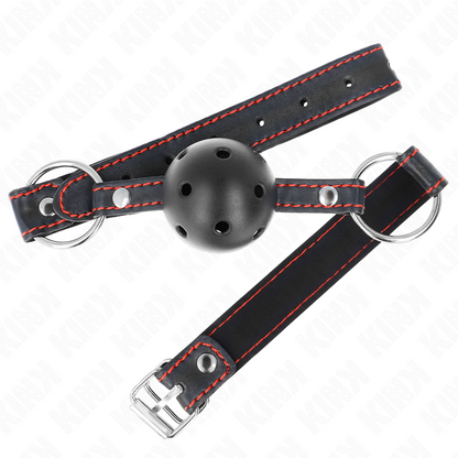 KINK - HOLLOW HARD BLACK BALL GAG MODEL 2 65 x 2.5 CM - 2