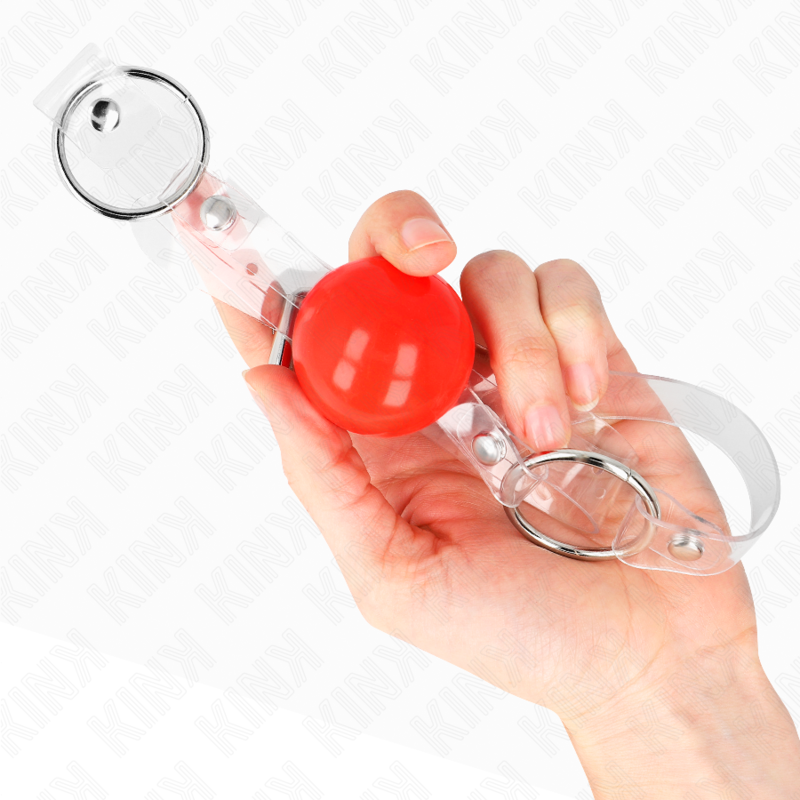 KINK - RED TRANSPARENT PVC BALL 4 CM GAG ADJUSTABLE - 3