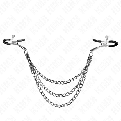 KINK - NIPPLE CLAMPS WITH 3 CHAINS BLACK 20/23/28 CM - 1