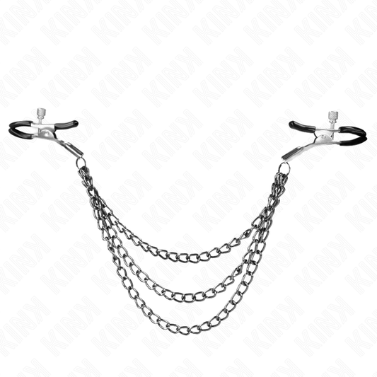 KINK - NIPPLE CLAMPS WITH 3 CHAINS BLACK 20/23/28 CM - 1