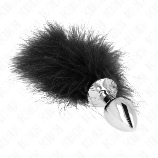 KINK - STAINLESS STEEL ANAL PLUG 11 x 7 CM WITH FEATHER 11 CM - 1