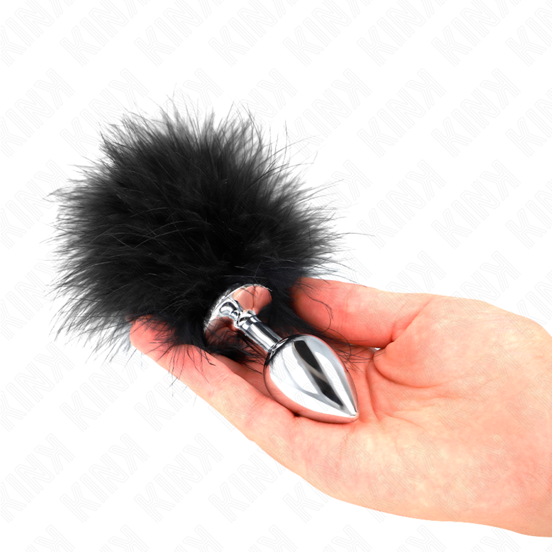 KINK - STAINLESS STEEL BUTT PLUG 11 x 7 CM WITH 11 CM FEATHER