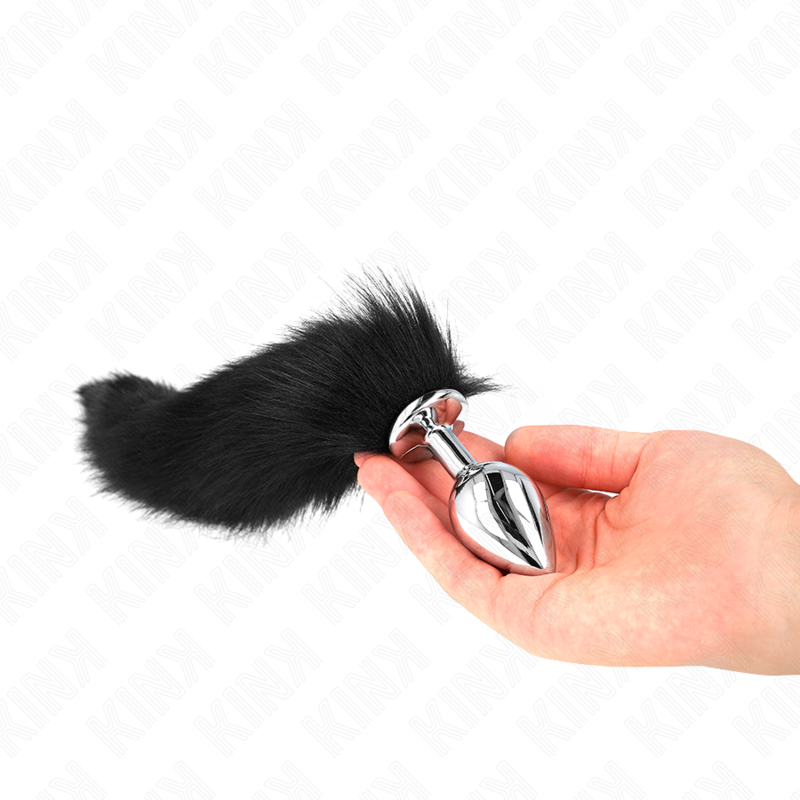 KINK - BUTT PLUG SIZE M 8 X 3.5 CM WITH 40 CM SYNTHETIC TAIL BLACK