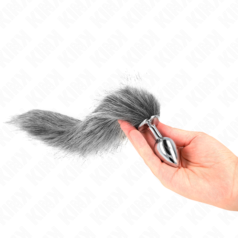 KINK - BUTT PLUG SIZE S 7 X 3 CM WITH SYNTHETIC TAIL 40 CM GREY