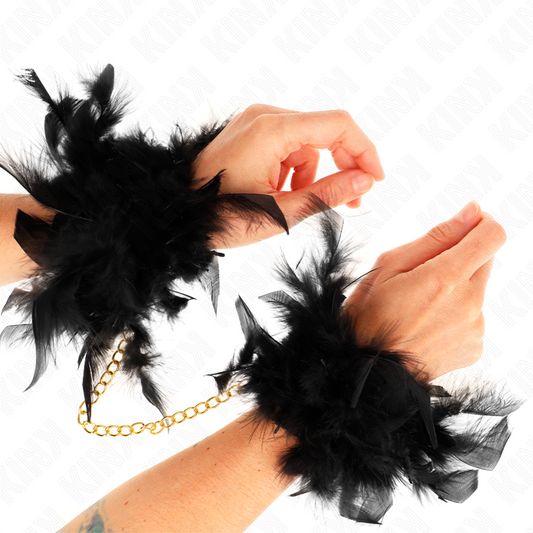 KINK - FEATHER HAND CUFFS WITH GOLD CHAIN MODEL 1 - 1