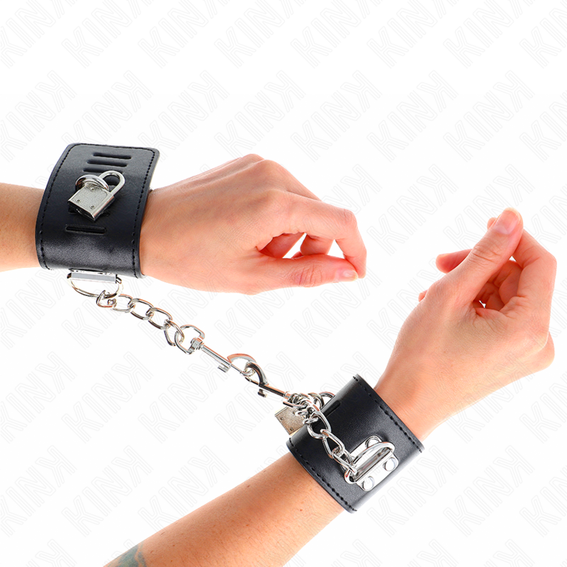 KINK - WRIST RESTRAINTS WITH PADLOCK CLOSURE BLACK ADJUSTABLE 16-23 CM X 5.5 CM - 4