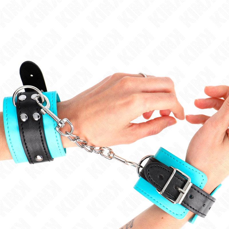 KINK - HOOK WRIST RESTRAINTS BLUE FUR LINED ADJUSTABLE 20-28 CM X 5.5 CM - 3
