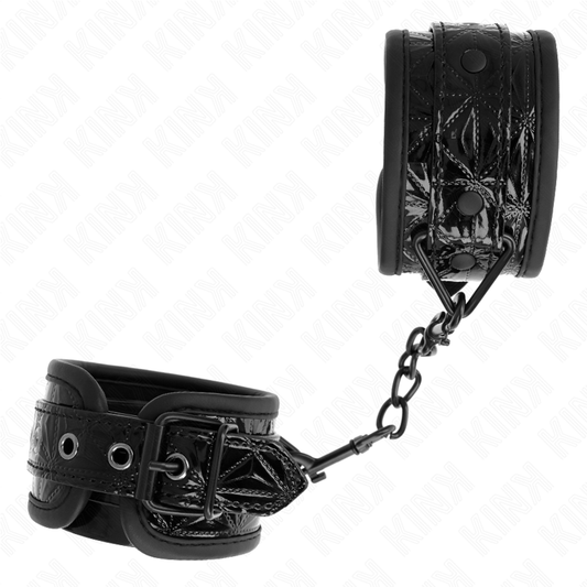 KINK - DIAMOND PATTERN WRIST RESTRAINTS BLACK ADJUSTABLE 17-26 CM X 5.5 CM - 1