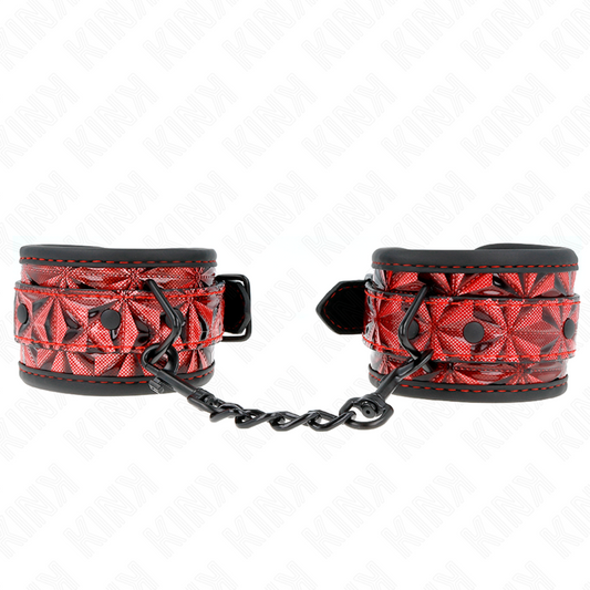KINK - DIAMOND PATTERN WRIST RESTRAINTS DARK RED ADJUSTABLE 17-26 CM X 5.5 CM - 1