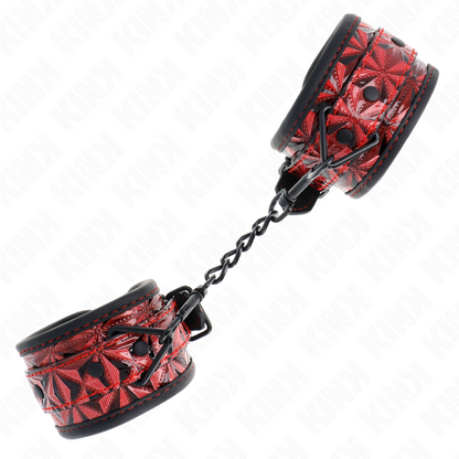 KINK - DIAMOND PATTERN WRIST RESTRAINTS DARK RED ADJUSTABLE 17-26 CM X 5.5 CM - 2