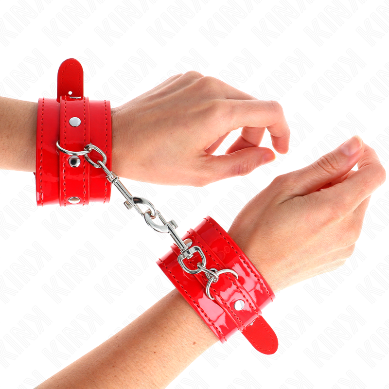 KINK - SHINY HAND CUFFS RED ADJUSTABLE 23-33 CM - 2