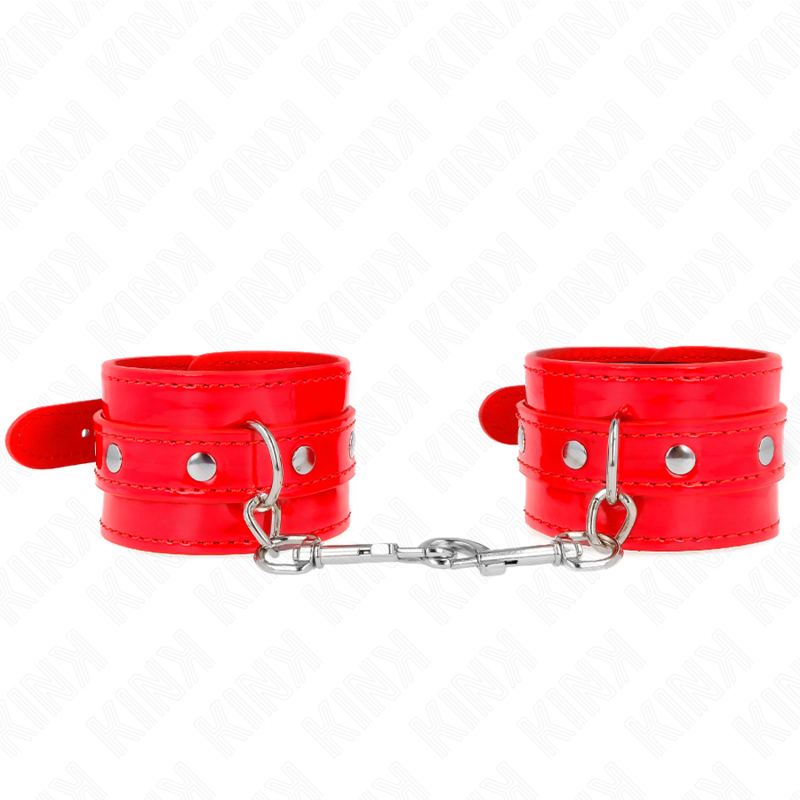 KINK - SHINY HAND CUFFS RED ADJUSTABLE 23-33 CM - 4