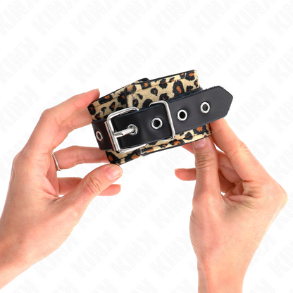 KINK - LEOPARD REAL LEATHER WRIST RESTRAINT ADJUSTABLE 18-29 CM X 5.5 CM - 3