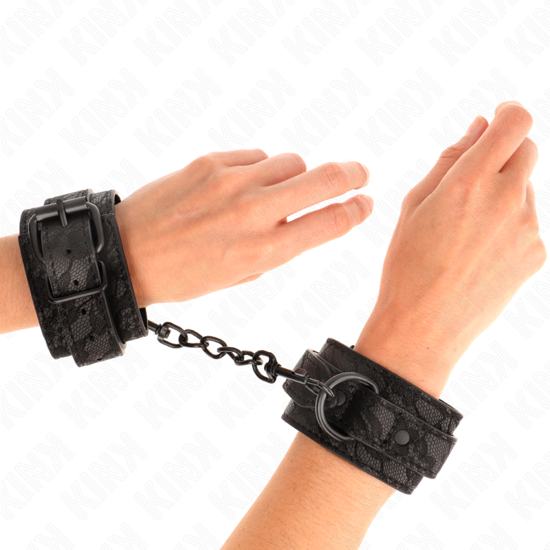 KINK - DARK LACE COVERED WRIST CUFFS ADJUSTABLE BLACK 19-26 CM - 4