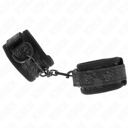 KINK - DARK LACE COVERED NEOPRENE CUFFS ADJUSTABLE BLACK 20-29 CM X 5 CM