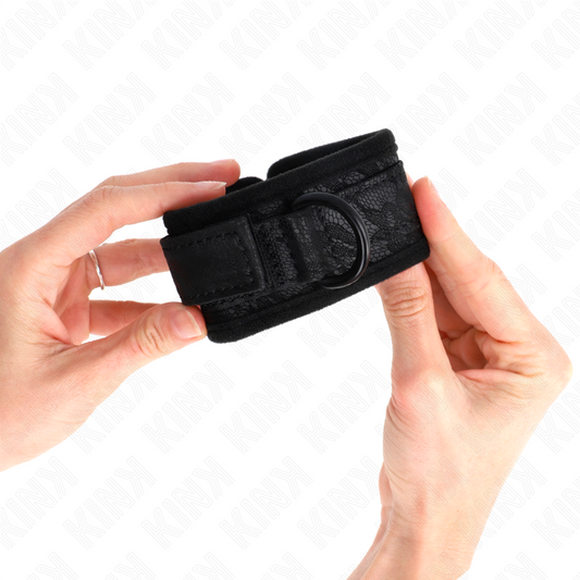 KINK - DARK LACE COVERED WRIST CUFFS NEOPRENE ADJUSTABLE BLACK 20-29 CM X 5 CM - 1