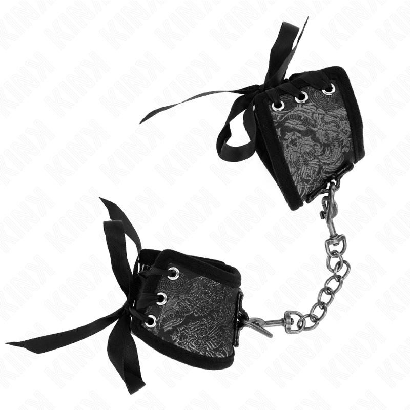 KINK - SCANDAL WRIST RESTRAINTS BLACK LACE DETAILS 24.5 CM X 6.5 CM - 2