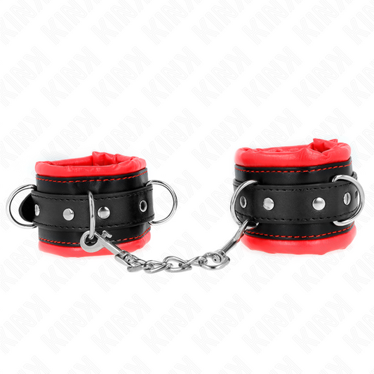 KINK - HEAVY WRIST RESTRAINTS WITH RED FUR LINED ADJUSTABLE 20-30 CM X 6 CM - 1