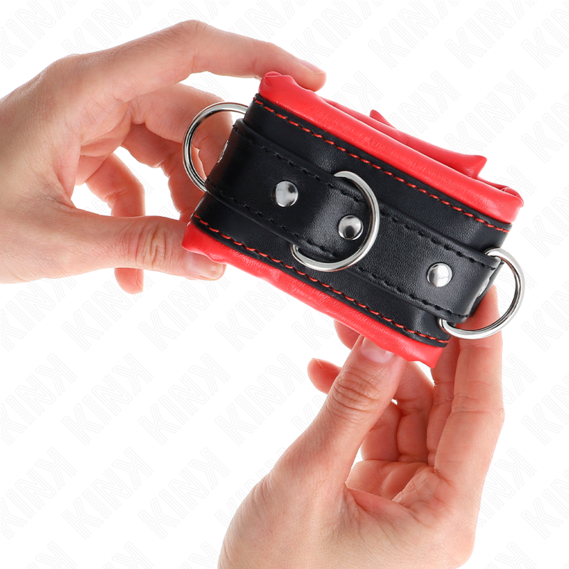 KINK - HEAVY WRIST RESTRAINTS WITH RED FUR LINED ADJUSTABLE 20-30 CM X 6 CM - 3