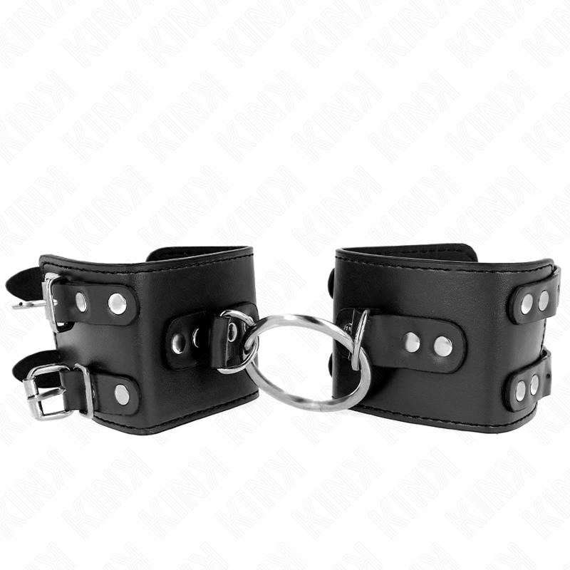 KINK - FIXED WRIST RESTRAINTS WITH RING AND STUDS ADJUSTABLE BLACK 17-22 CM X 6.5 CM - 1