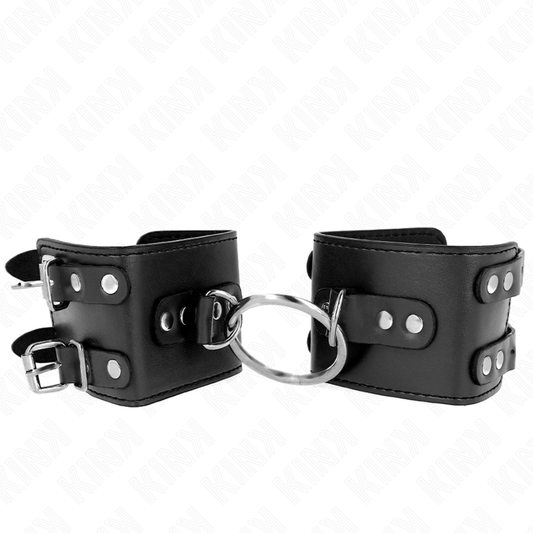 KINK - FIXED WRIST RESTRAINTS WITH RING AND STUDS ADJUSTABLE BLACK 17-22 CM X 6.5 CM - 1