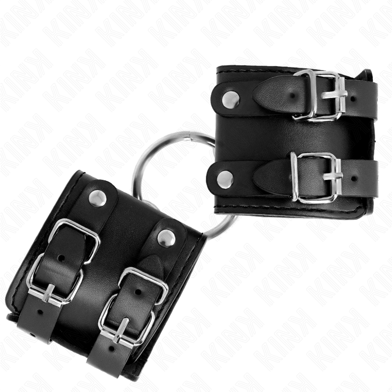 KINK - FIXED WRIST RESTRAINTS WITH RING AND STUDS ADJUSTABLE BLACK 17-22 CM X 6.5 CM - 2