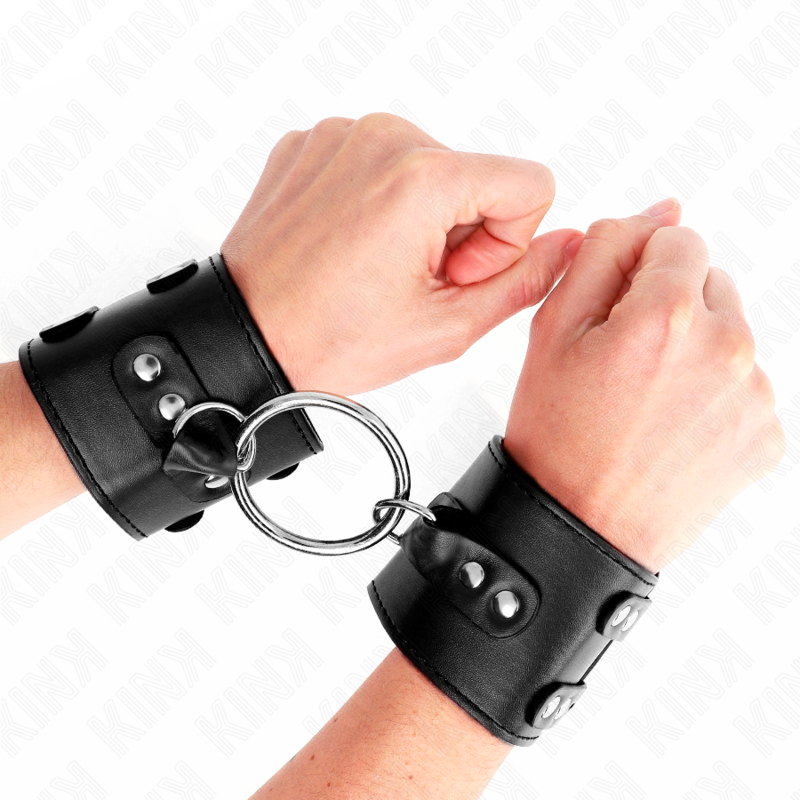 KINK - FIXED WRIST RESTRAINTS WITH RING AND STUDS ADJUSTABLE BLACK 17-22 CM X 6.5 CM - 4