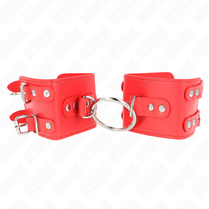 KINK - FIXED WRIST RESTRAINTS WITH RING AND STUDS ADJUSTABLE RED 17-22 CM X 6.5 CM - 4