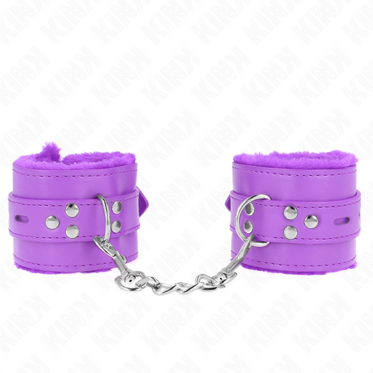 KINK - FUR LINED WRIST RESTRAINTS WITH SQUARE HOLES PURPLE AND PURPLE BELT ADJUSTABLE 17-29 CM X 6 CM - 1