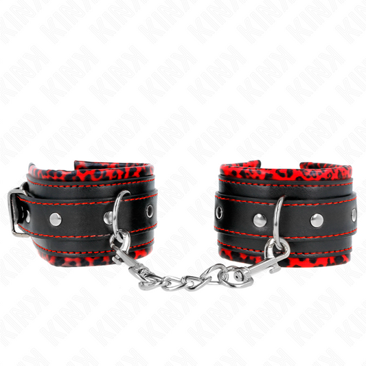 KINK - FUR LINED WRIST RESTRAINTS RED / BLACK ADJUSTABLE 17-29 CM X 6 CM - 1
