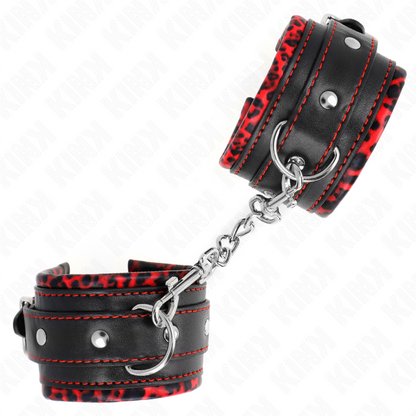 KINK - FUR LINED WRIST RESTRAINTS RED / BLACK ADJUSTABLE 17-29 CM X 6 CM - 2
