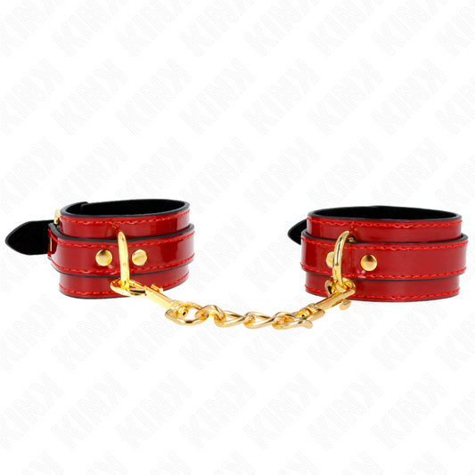 KINK - JOANNA ANGEL WRIST CUFFS RED ADJUSTABLE WITH GOLD CHAIN 16.5-26 CM X 4 CM - 1