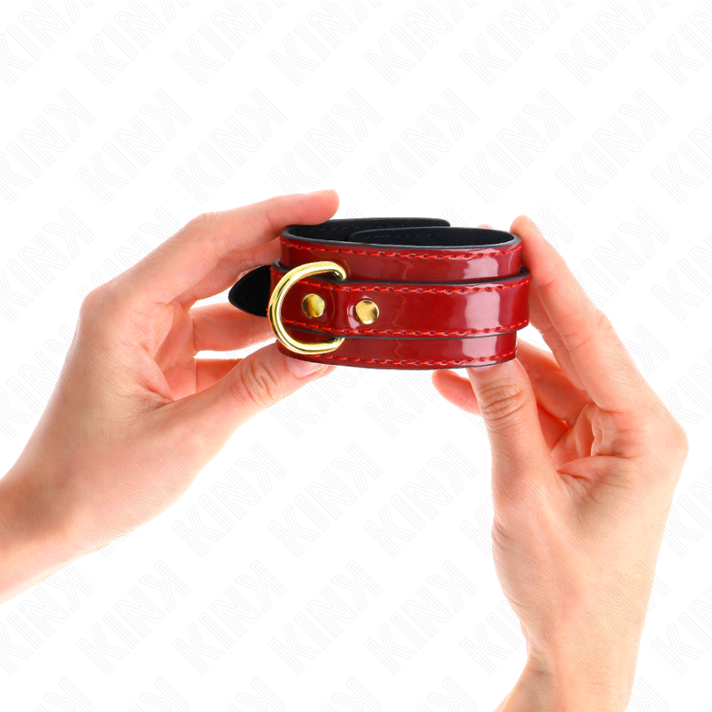 KINK - JOANNA ANGEL WRIST CUFFS RED ADJUSTABLE WITH GOLD CHAIN 16.5-26 CM X 4 CM - 3