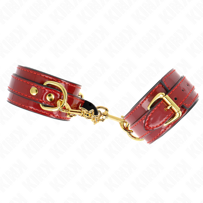 KINK - JOANNA ANGEL WRIST CUFFS RED ADJUSTABLE WITH GOLD CHAIN 16.5-26 CM X 4 CM - 2