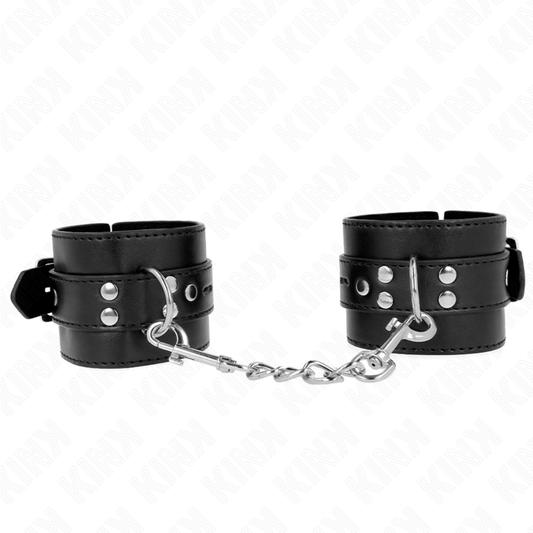 KINK - WRIST RESTRAINTS BLACK WITH BLACK BELT ADJUSTABLE 17-28 CM X 6 CM - 1