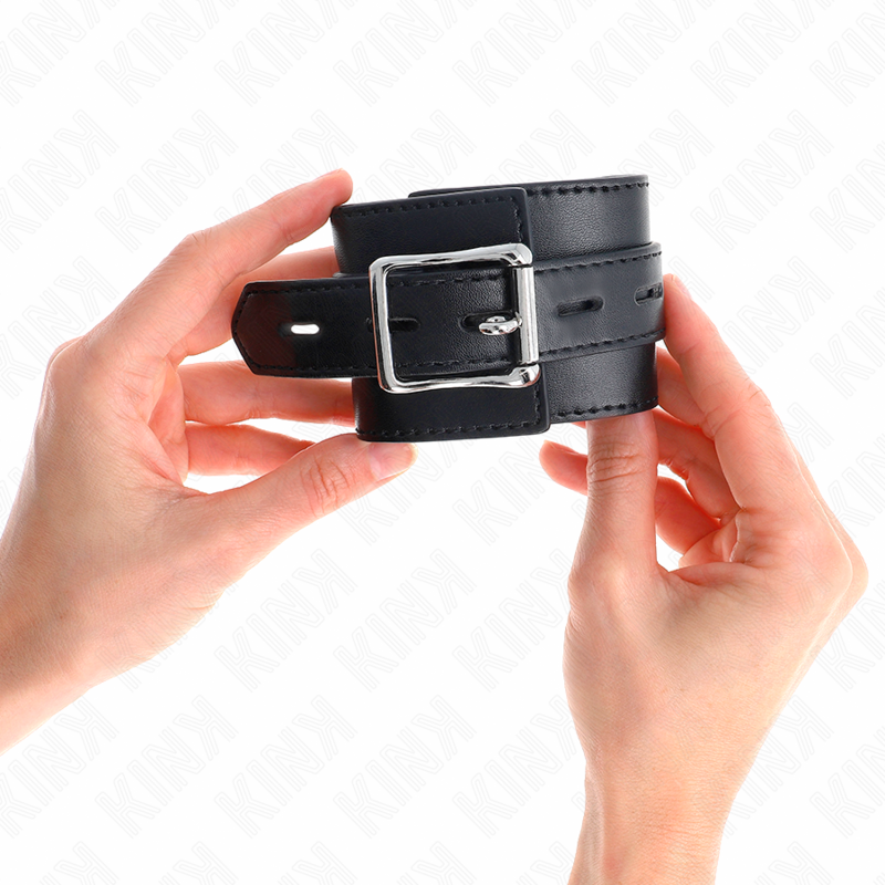 KINK - WRIST RESTRAINTS BLACK WITH BLACK BELT ADJUSTABLE 17-28 CM X 6 CM - 3