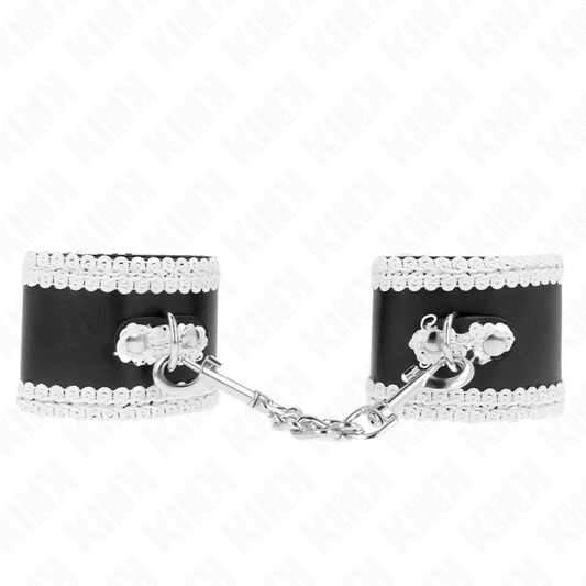 KINK - BLACK WRIST RESTRAINTS WITH WHITE DECORATE LACE ADJSUTABLE 20-23 CM X 5.5 CM - 1