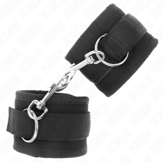 KINK - NYLON BIND HOOK&LOOP WRIST RESTRAINTS BLACK MODEL 2 ADJUSTABLE 18-35 CM X 6 CM - 1