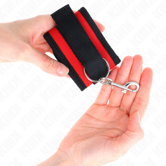 KINK - NYLON BIND HOOK&LOOP WRIST RESTRAINTS RED-BLACK MODEL 2 ADJUSTABLE 18-35 CM X 6 CM - 1