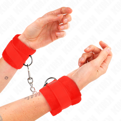 KINK - BEGINNER FUR HAND CUFFS RED 30 X 7 CM - 4
